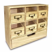 Custom pine wood desktop storage cabinet jewelry box organizer with drawers