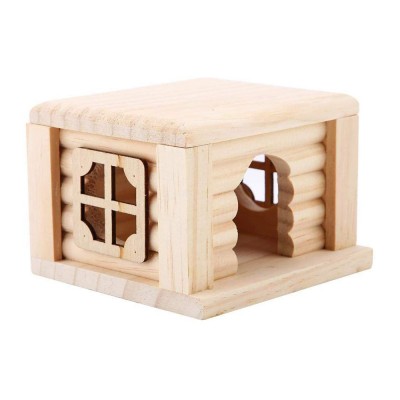 Wooden Hamster House Small Animal Nesting Habitat