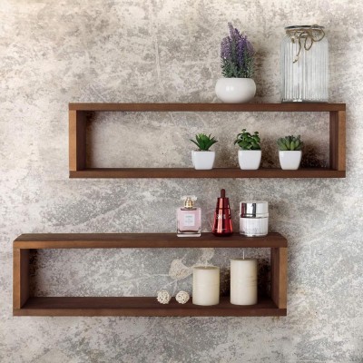 Wall Hanging Shelf Set of 2 Wood Hanging Shelves for Wall  Floating Shelves for Bedroom Living Room Bathroom Rope Rustic Wood