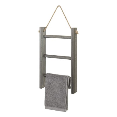 Rustic Wood Wall Hanging Towel Ladder with Rope