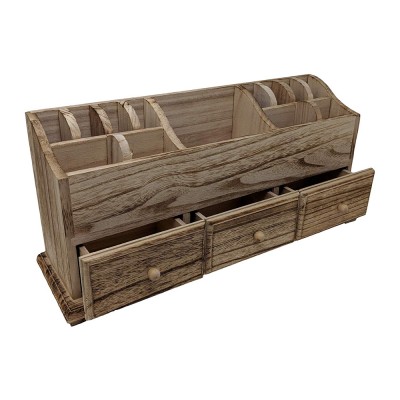 Home Rustic Farmhouse Desk Drawer Wooden Vanity Makeup Beauty Jewelry Storage Organizer