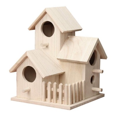 Christmas Three Trip Hole Design Wooden Birdhouse