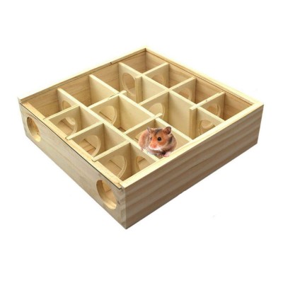 Wooden Maze Tunnel Toy with Glass Cover Small Pet Animals Hamster Play Toy