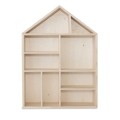 Wooden House Shape Wall Storage Shelf Hanging Rack