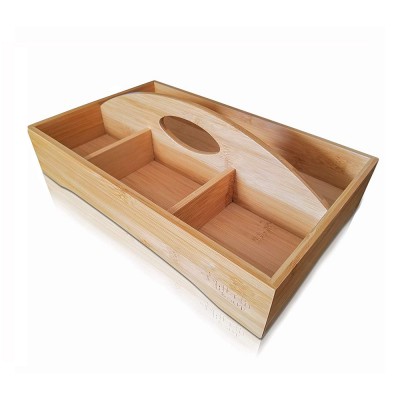 Bamboo Wood Kitchen Storage Bin Organizer