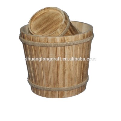 High quality handmade small antique wooden bucket